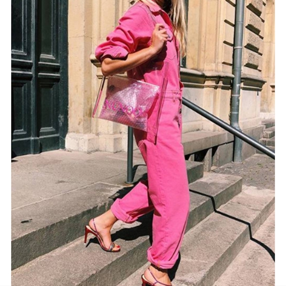 NL by Nichole Lynel pink utility jumpsuit boiler suit- Large